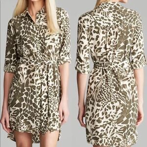 DVF Diane von Furstenberg Animal Print Silk Shirt Dress